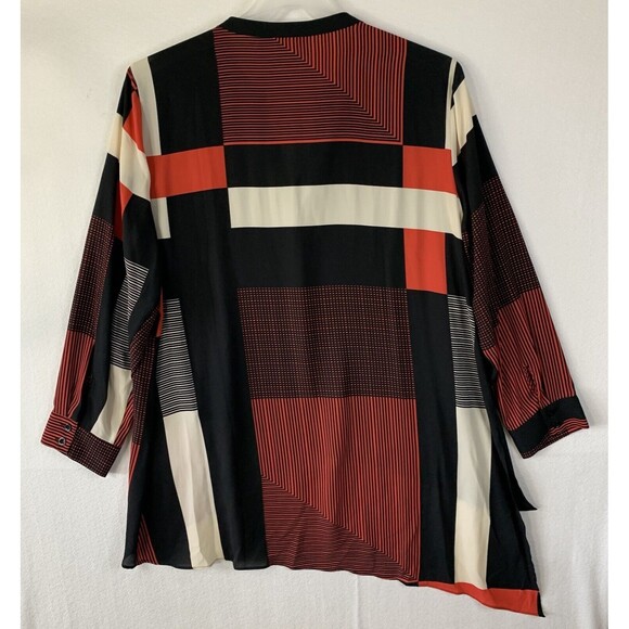 Chicos Tunic Women 3 Petite Color Block Asymmetrical Layered Blouse Lagenlook XL - Picture 2 of 13